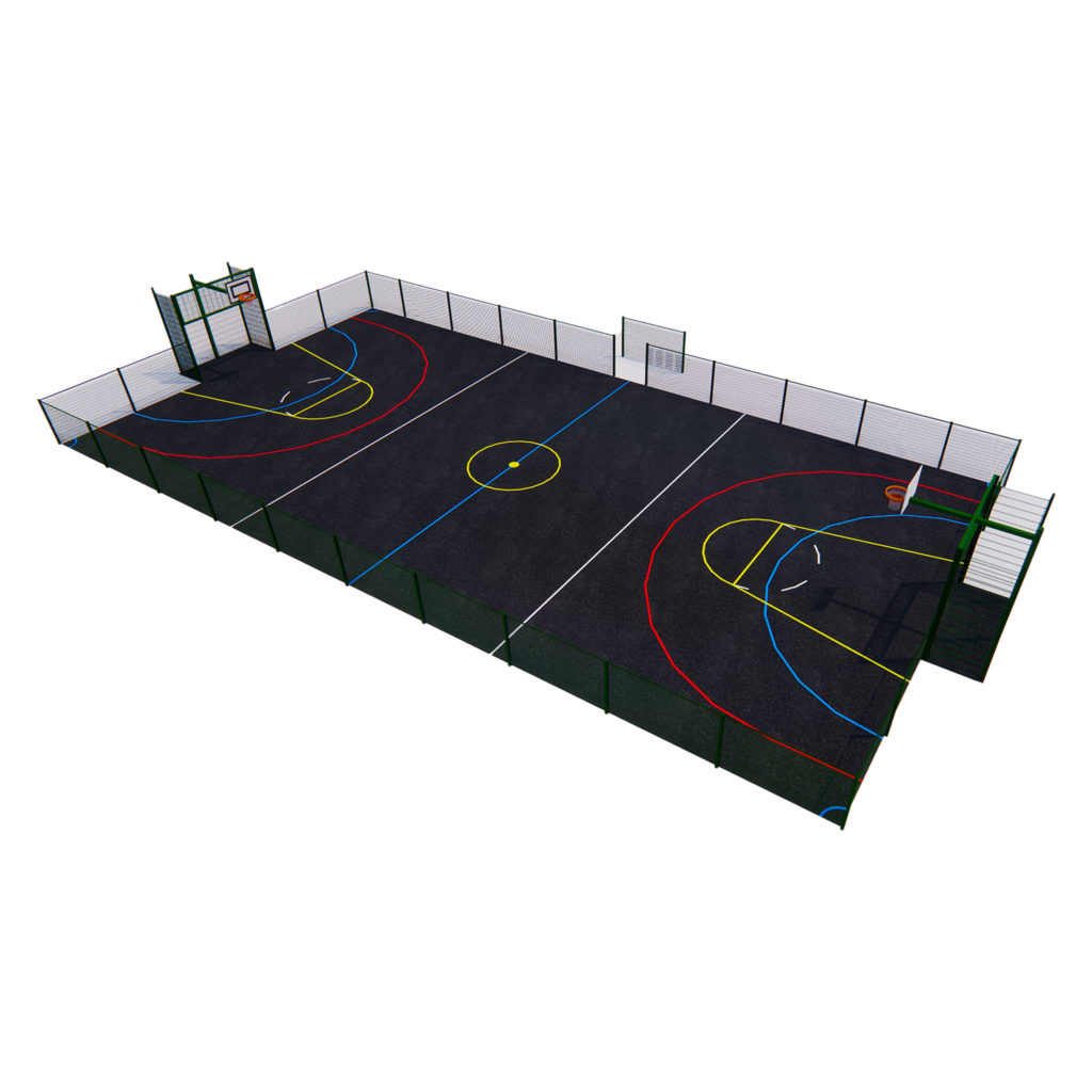MUGA Sports Pitch with Tarmac Surface – 1.2m High Spectator Rails