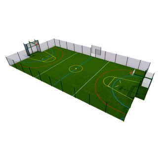 an image of a MUGA Sports Pitch with Artifcial Sports Turf – 2m High Duo Sports Fencing