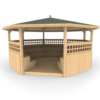 an image of a Octagonal Shelter - Tiered Seating, Sides, Trellis, Decking
