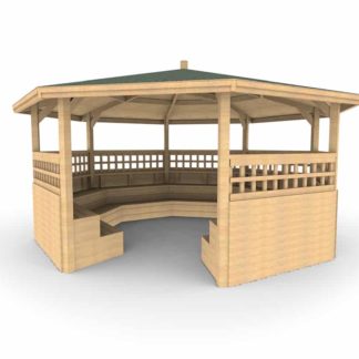 Octagonal Shelter - Tiered Seating, Sides and Trellis