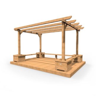 an image of a Small Pergola with Seating, Planters and Decking
