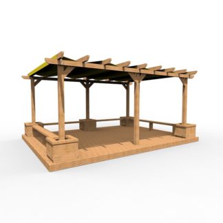 Large Shaded Pergola with Seating, Planters and Decking