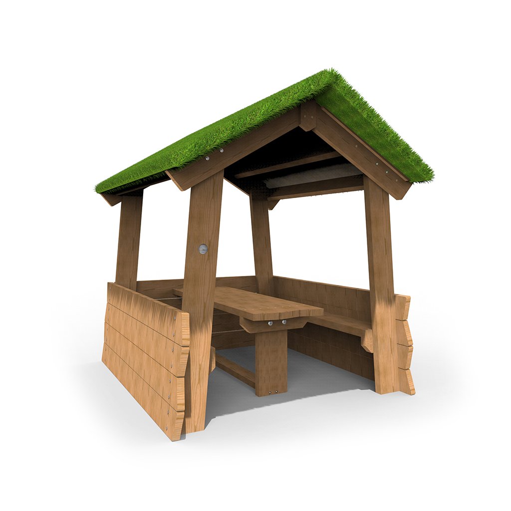 Wooden Play Huts – The Forest Play Hut with a Table and Seating