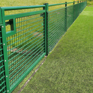 An image of Spectator rail gate on a grass field