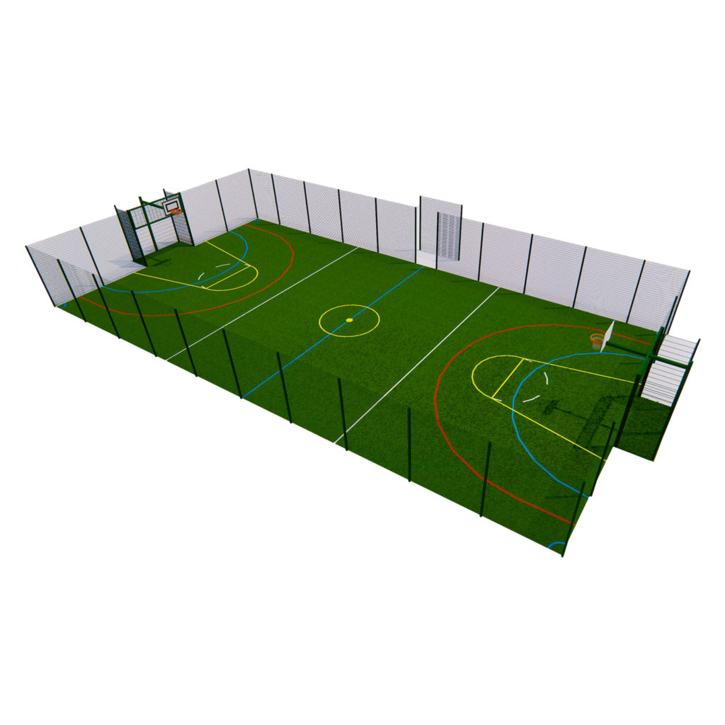 MUGA Sports Pitch with Artifcial Sports Turf – 3m High Duo Sports Fencing