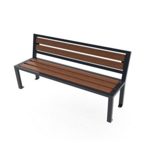 an image of a Street Bench with Back - Bolted to Ground