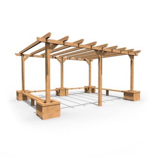 Large Pergola with Seating and Planters