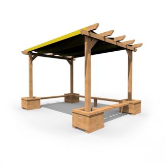 Small Shaded Pergola with Seating and Planters